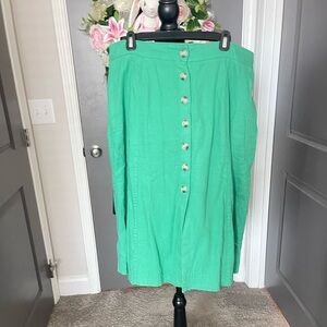 Green Button-Front Skirt Size L